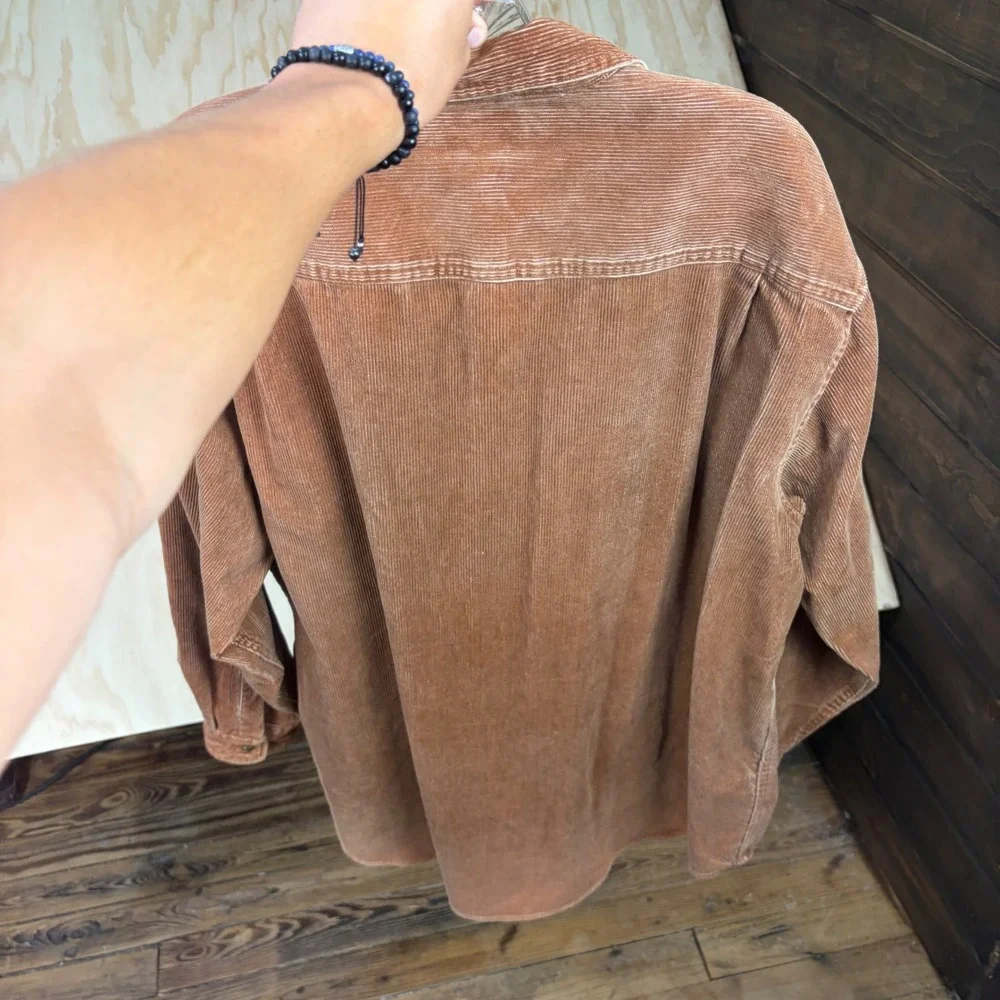 LL Bean Mens Corduroy Button Down Shirt Rust Brown XL Regular 100% Cotton 0BJJ3 - Picture 5 of 5